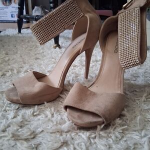 Bebe High Heel Sandals with Rhinestone Strap